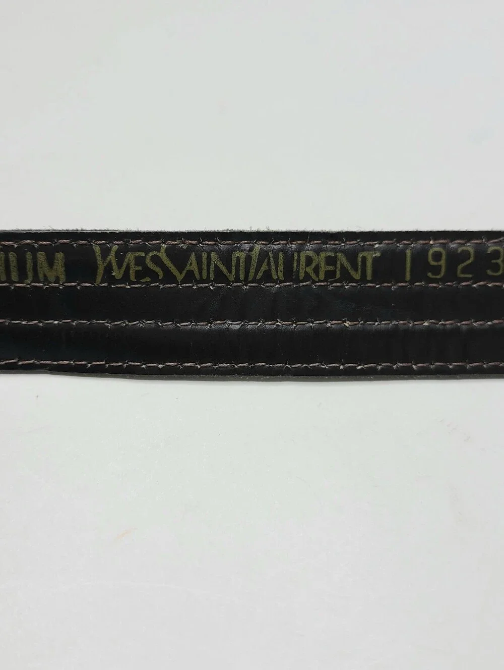 Yves Saint Laurent Red Stitch Detail Genuine Leather Vintage Belt